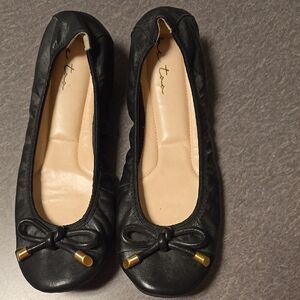 Me Too Black Flats with Gold Accents